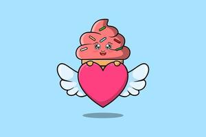 cute cartoon Ice cream character hiding heart vector