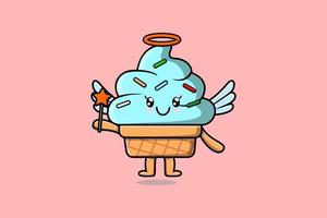 lindo personaje de helado de dibujos animados en forma de hada vector