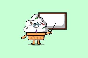 Cute cartoon Ice cream teacher with big whiteboard vector