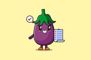 Cute cartoon Eggplant holding checklist note vector