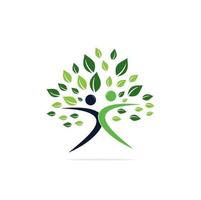 organic people logo people logo tree logo vector logo template. healthy person people tree eco and bio icon human character icon nature care symbol