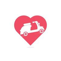 Scooter heart shape concept logo. Scooter symbol. Retro scooter icon isolated Vector illustration.