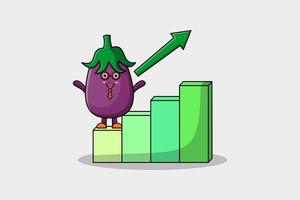 Eggplant cute businessman with a deflation chart vector