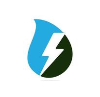 Creative Water drop and thunderbolt logo concept design vector