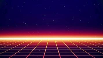 fundo de ficção científica dos anos 80 estilo retro futurista com paisagem de grade de laser. estilo de superfície cibernética digital da década de 1980. video