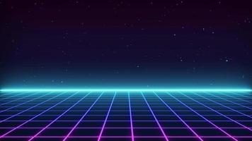 Retro style 80s Sci-Fi Background Futuristic with laser grid landscape. Digital cyber surface style of the 1980s. video