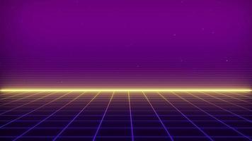 Retro style 80s Sci-Fi Background Futuristic with laser grid landscape. Digital cyber surface style of the 1980s. video