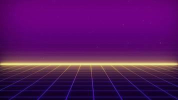 Retro style 80s Sci-Fi Background Futuristic with laser grid landscape. Digital cyber surface style of the 1980s. video