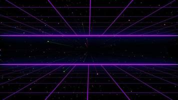 Retro style 80s Sci-Fi Background Futuristic with laser grid landscape. Digital cyber surface style of the 1980s. video