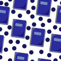 Seamless pattern of closed books of blue color and dark blue dots on a white background vector