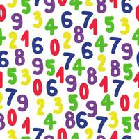 Numbers from zero to nine seamless pattern, multicolored numbers on a white background vector