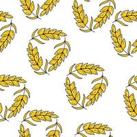 Seamless pattern of bright yellow spikelets arranged in circles on a white background vector