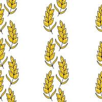 Seamless pattern of bright yellow spikelets arranged in vertical rows on a white background vector