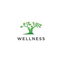 Abstract Wellness Logo. Style Leaf and People Combination for Nature. vector