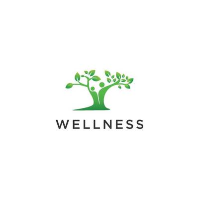 Abstract Wellness Logo. Style Leaf and People Combination for Nature.