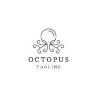 Octopus line logo icon design template flat vector