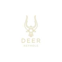 Head deer with keyhole line logo icon design template flat vector
