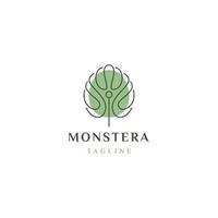 monstera leaf logo vector icono ilustración línea contorno monoline