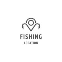 vector plano de plantilla de diseño de logotipo de ubicación de pesca
