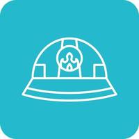 Firefighter Helmet Line Round Corner Background Icons vector