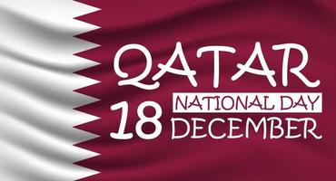 Qatar national day is celebrated in 18th December. Realistic Qatari flag is waving. Illustration vector for banner, web