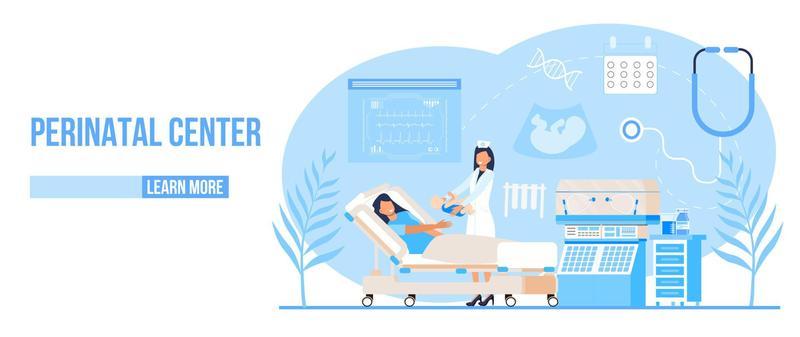 Perinatal center concept vector. Preterm birth and premature newborns illustration. Non-carrying of pregnancy, extra-corporal fertilization
