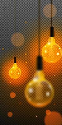 Realistic loft style hanging lamp. Incandescent lamp. Vector illustration. Transparent background realistic edison lump vector illustration.