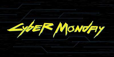 Cyber Monday Sale banner template. Dark background with white text Cyber Monday Sale. Vector illustration