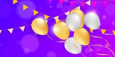 Vector balloons holiday background with flags, Balloons on pastel background. Birthday, holiday concept. Flat lay, top view, copy space