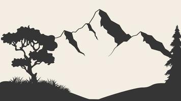 Mountain vector illustration. Old style black and white mountain vector illustration on white background. Black and white mountain.