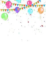 Festive colored flags and baloon baner template, white background. vector illustration. Carnival lettering. Place for your text. Design for invitation, poster, card, banner, flyer