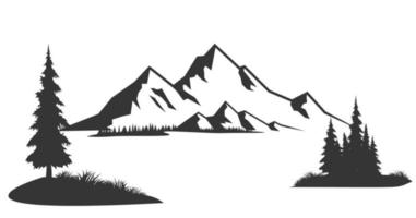 Mountains silhouettes. Mountains vector, Mountains vector of outdoor design elements, Mountain scenery, trees, pine vector, Mountain scenery