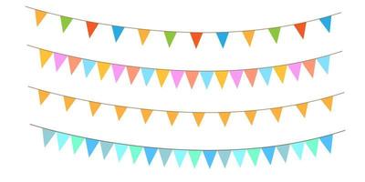 Vector bunting and garland set. Used pattern brushes included. Vector party flags set. Birthday vector set.