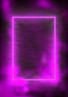 Glowing rectangle neon vector illustration lighting frame with purple background