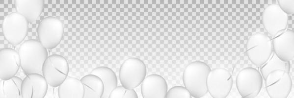 globos blancos, pelotas inflables blancas, pelota de plástico, fondo de círculos blancos y grises, fondo festivo de globos monocromáticos, vector