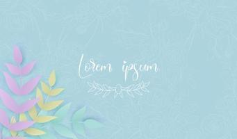 Trendy Summer Tropical palm leaves, plants. Paper cut style. Space for text.background.. Vector illustration.