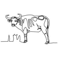 a standing bull continuous line vector