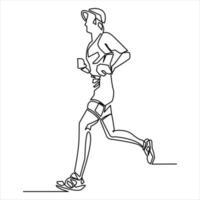 a runner single continuous line vector