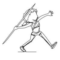 throwing a spear in a single continuous line vector