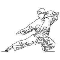 karateka single continuous line vector