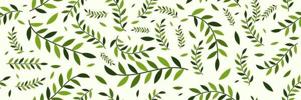 Seamless pattern with green leaves. Abstract bright green leaves seamless pattern. Exotic plants. Vector illustration