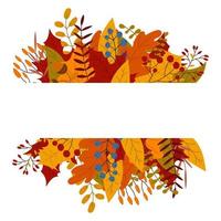 Autumn vector banner of leaves and branches. Hello autumn falling leaves. Autumnal foliage fall and popular leaves. Autumn design. Vector illustration