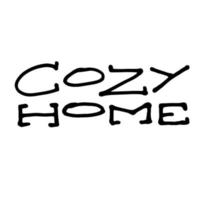 Cozy home - vector hand written black ink lettering on a white background. Traced text on the theme of home coziness