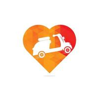 Scooter heart shape concept logo. Scooter symbol. Retro scooter icon isolated Vector illustration.