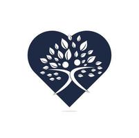 organic people heart shape concept logo. people logo. tree logo vector logo template. healthy person people tree eco and bio icon. human character icon nature care symbol.