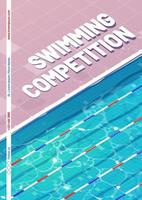 Swimming competition poster with top view of pool vector