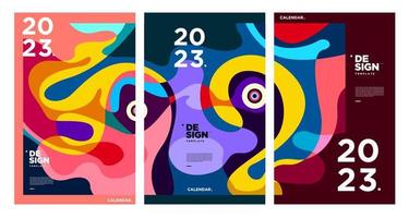 New year 2023 calendar design template with geometric colorful abstract. Vector calendar design.