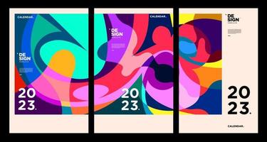 plantilla de diseño de calendario de año nuevo 2023 con abstracto colorido geométrico. diseño de calendario vectorial. vector