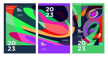 New year 2023 calendar design template with geometric colorful abstract. Vector calendar design.