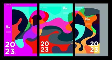 New year 2023 calendar design template with geometric colorful abstract. Vector calendar design.